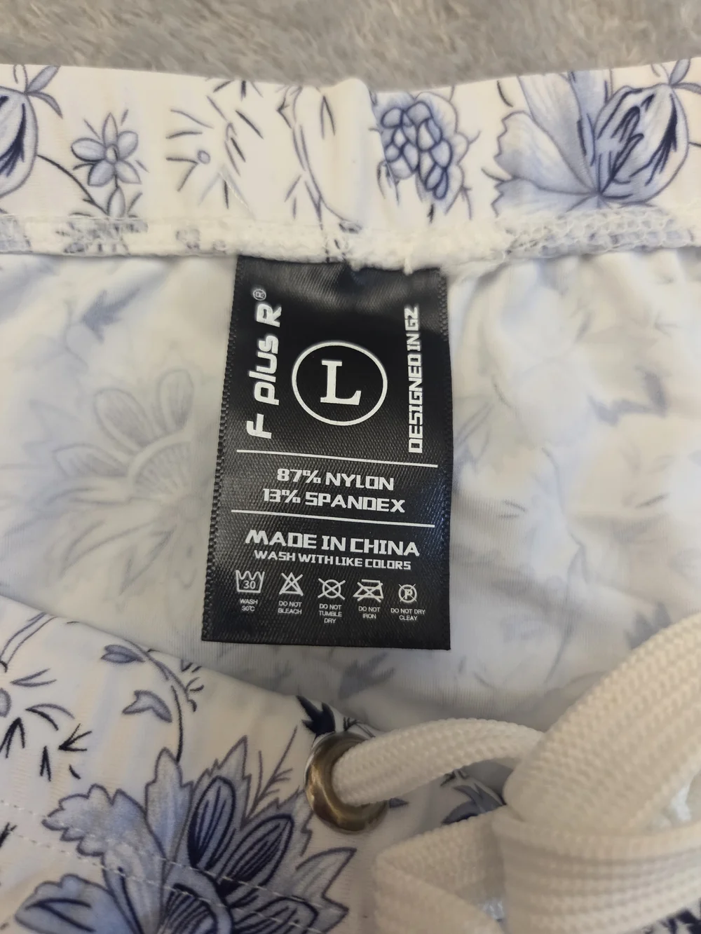 Blue Floral Bikini Bottoms with Drawstring